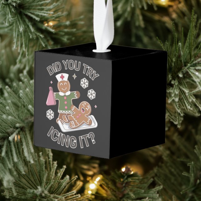 Did You Try Icing It School Nurse Christmas PICU  Cube Ornament (Tree)