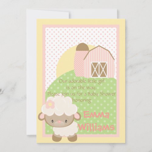 Diddles Farm Lamb Baby Shower Invitation