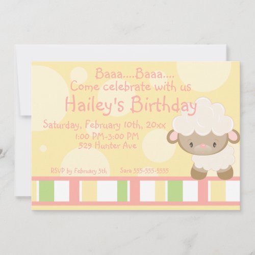 Diddles Farm Lamb Birthday Invitation 2