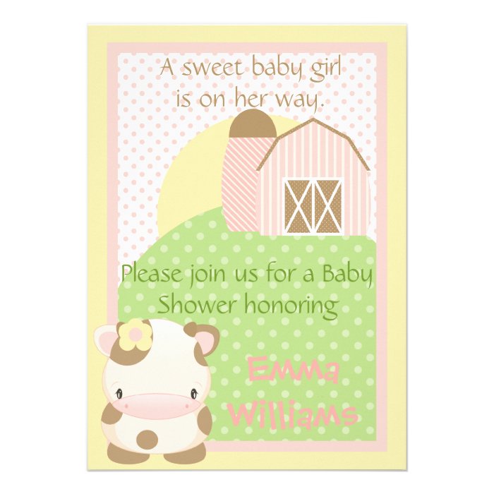 Diddles Farm Moo Cow Baby Shower Invitation