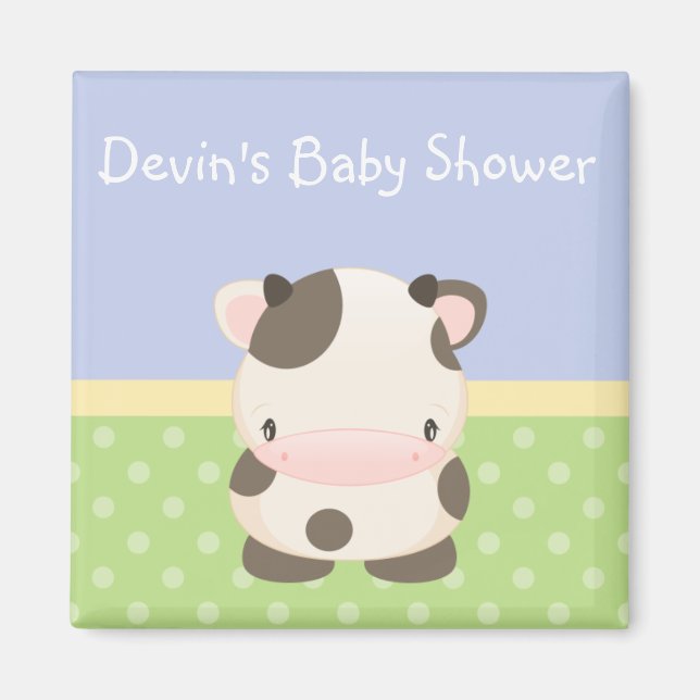 Diddles Farm Moo-Cow Baby Shower Magnet Favor B (Front)