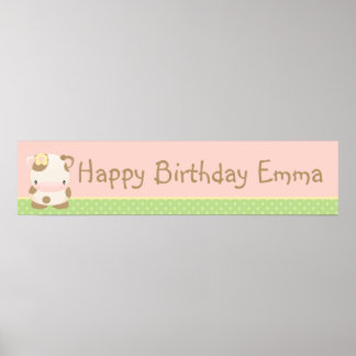 Diddles Farm Moo-Cow Birthday Banner Poster