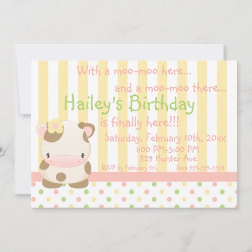 Diddles Farm Moo-Cow Birthday Invitation