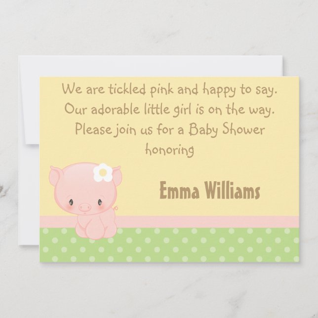 Diddles Farm Pig Baby Shower Invitation (Front)