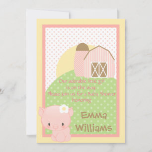Diddles Farm Pig Baby Shower Invitation-Pink-Blue Invitation