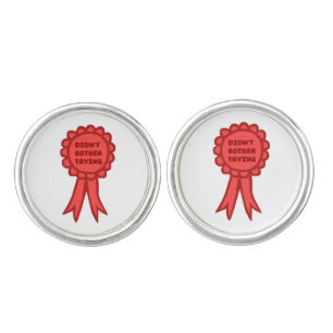Didn't Bother Trying Silly Red Award Ribbon Cufflinks