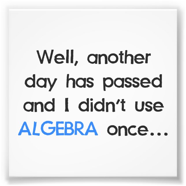 Didn't Use Algebra Once Today Photo Print (Front)