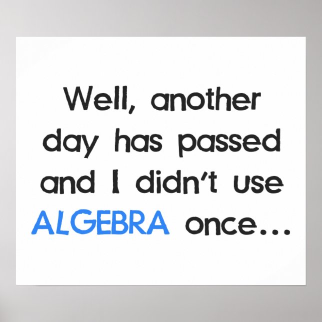Didn't Use Algebra Once Today Poster (Front)