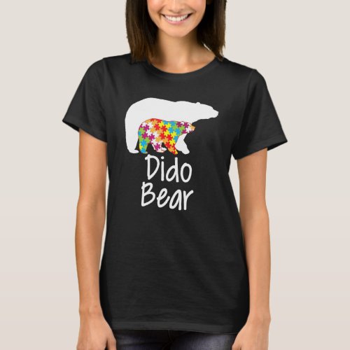Dido Autism Awareness Bear Rainbow Puzzle Ribbon D T_Shirt
