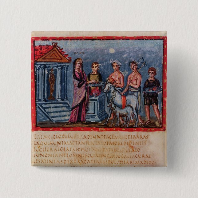 Dido making a sacrifice, from Vergilius Vaticanus Button (Front)
