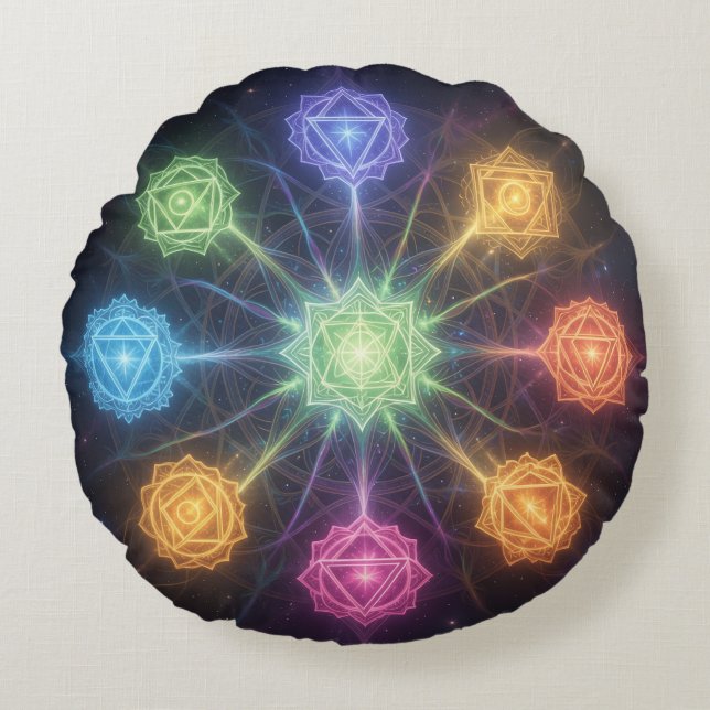 Die 7 Chakren´4 Round Pillow (Front)