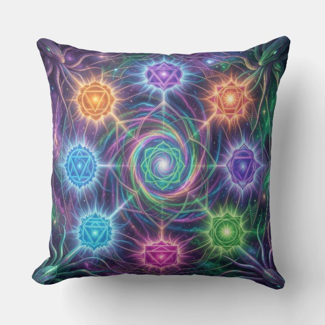 Die 7 Chakren´5 Throw Pillow (Front)