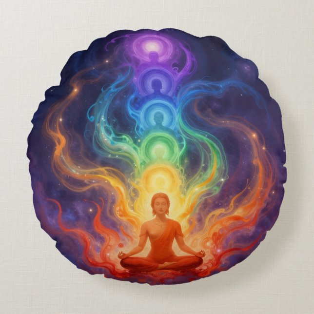 Die 7 Chakren Round Pillow (Front)