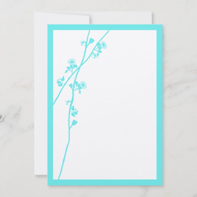 Die Cut Aqua Wildflower Branch Wedding Invitation (Back)