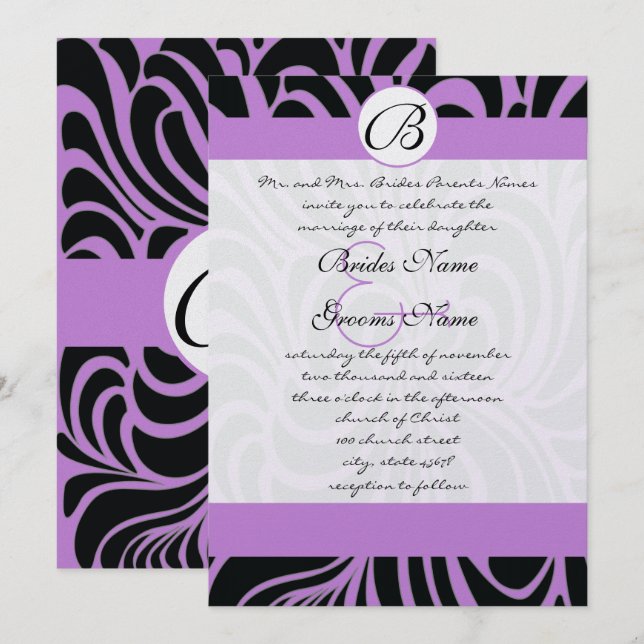 Die Cut Art Deco Wedding Invitations (Front/Back)