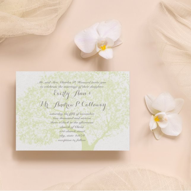 Die Cut Gray and Green Forest Tree Wedding Invitation (Creator Uploaded)