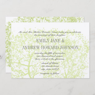 Die Cut Gray and Green Tree Weddings Personalized Invitation