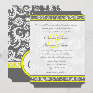 Die Cut Gray and Yellow Wedding Invitations