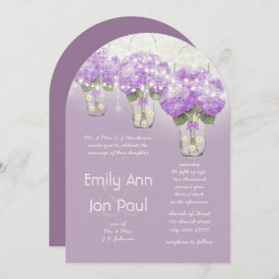 Die Cut Radiant Purple Mason Jar Wedding Invitation