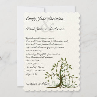 Die Cut Romantic Rustic Tree Wedding Invite