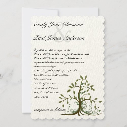 Die Cut Romantic Rustic Tree Wedding Invite