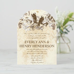 Die Cut Rustic Cherry Blossom Love Birds Wedding Invitation