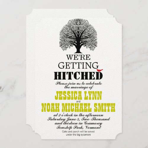 Die Cut Rustic Cute Bird Tree Wedding Invitation