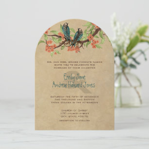 Die Cut Rustic Love Birds Wedding Invitations