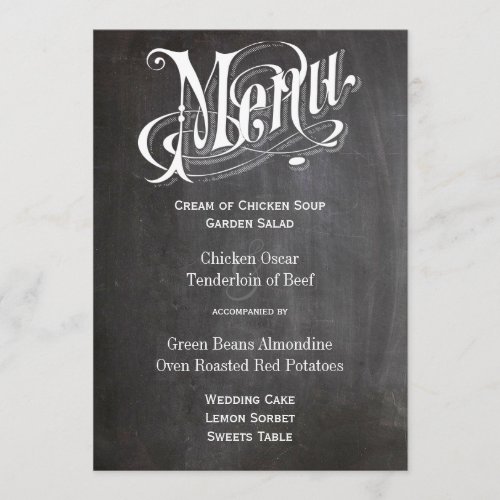 Die Cut Rustic Vintage Chalkboard Wedding Menu