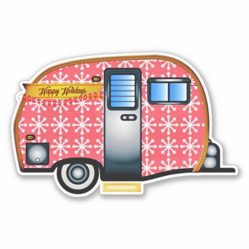 DIE CUT STYLE CAMPER TRAILER CHRISTMAS DECAL