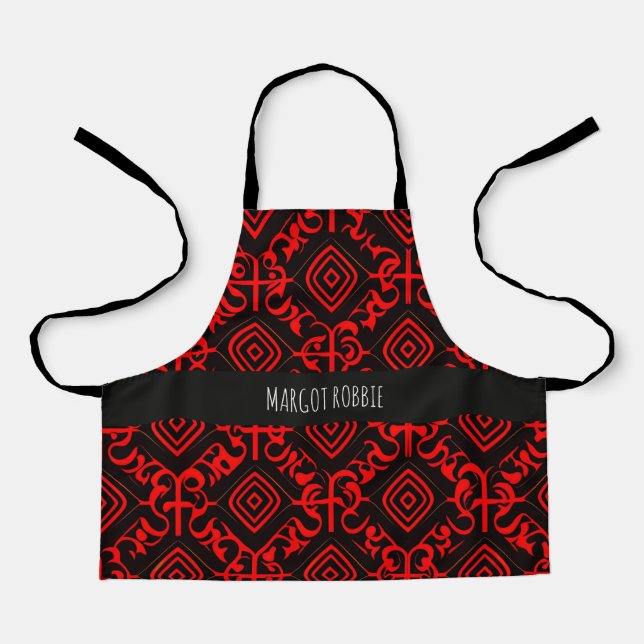 Die cuts Red Floral Smooth corner Geometr Pattern Apron (Front)