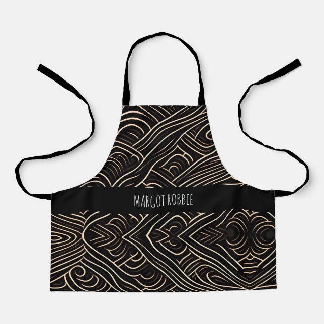 Die cuts Stylized Wood Monochrom Modern Pattern Apron (Front)