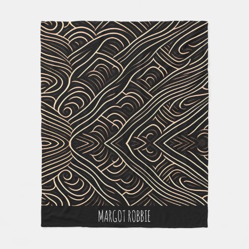 Die cuts Stylized Wood Monochrom Modern Pattern Fleece Blanket