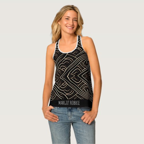 Die cuts Stylized Wood Monochrom Modern Pattern Tank Top