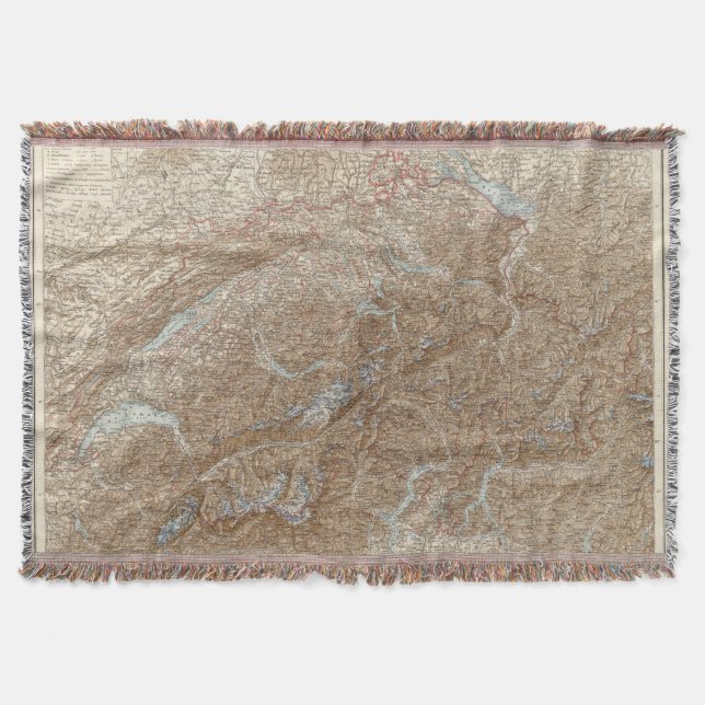 Die Schweiz,  Switzerland Atlas Map Throw Blanket (Front)