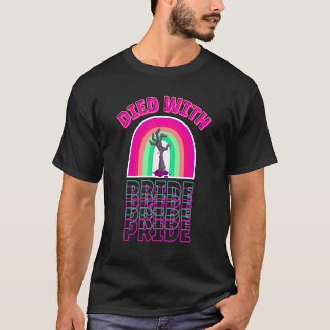 Died With Pride Halloween LGBTQ Trans Gay Zombie S T-Shirt (Front)