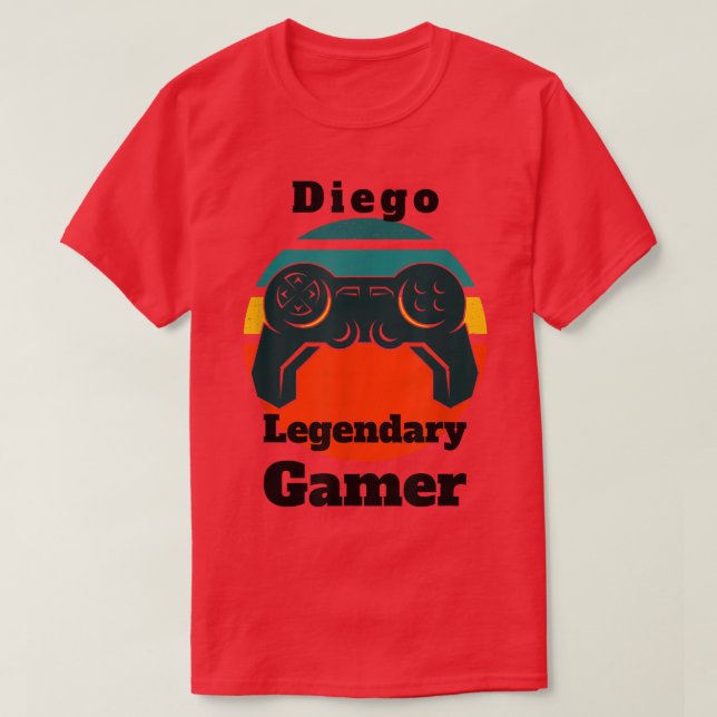 Diego Legendary Gamer Video Game Player Controller T-Shirt (Design Front)