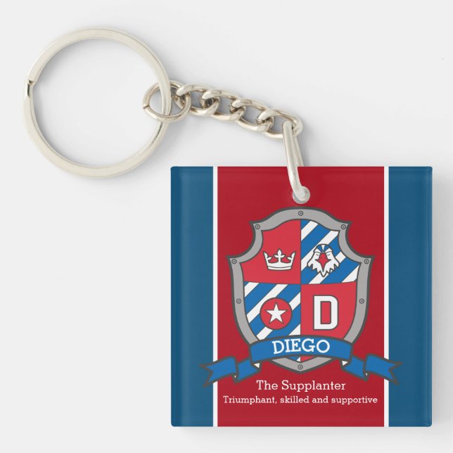 Diego name meaning boys shield bird custom keychain (Front)