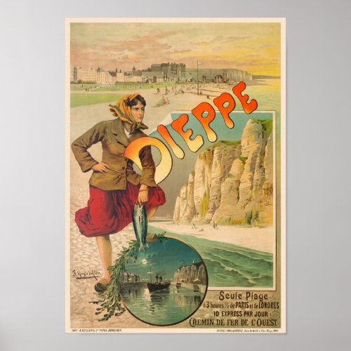Dieppe France Vintage Travel Poster 1900