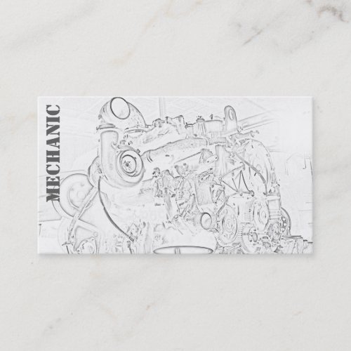 Diesel Engine Square Mechanic Business Card White