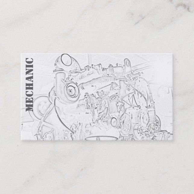 Diesel Engine Square Mechanic Business Card White (Front)