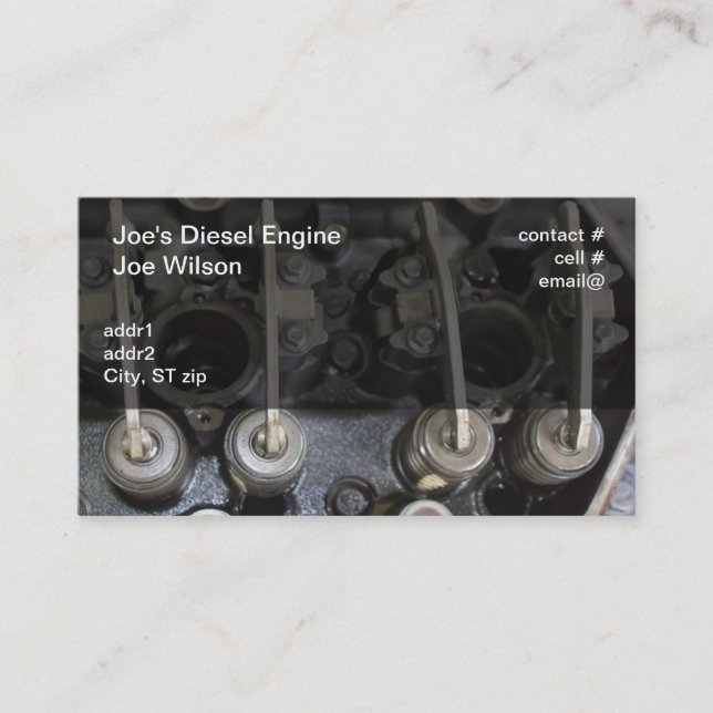 Diesel engine valves business card (Front)