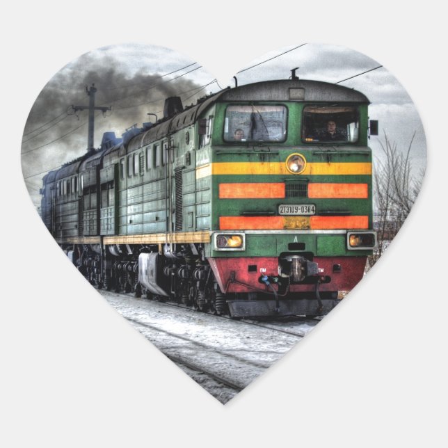 Diesel Locomotive Gifts for Train Lovers Heart Sticker (Front)