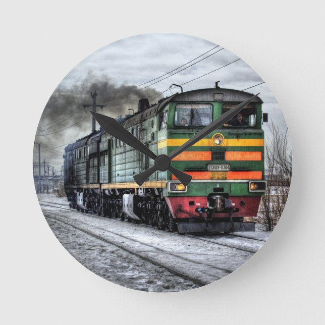 Diesel Locomotive Gifts for Train Lovers Round Clock (Front)