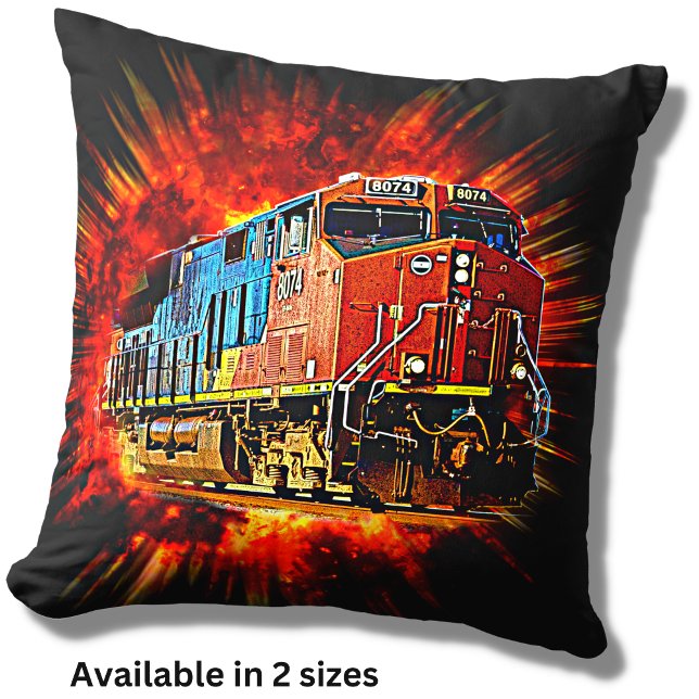 Diesel Locomotive Train Bursting Out   Throw Pillow (Creator Uploaded)