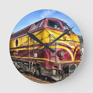 Diesel Locomotive Train Railway Railroad Gifts Round Clock