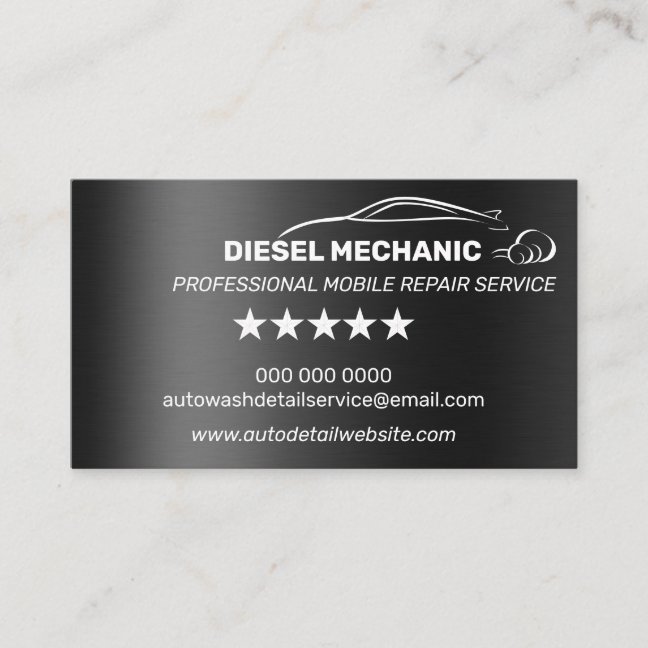 Diesel Mechanic Automotive Repair Service Metal Business Card