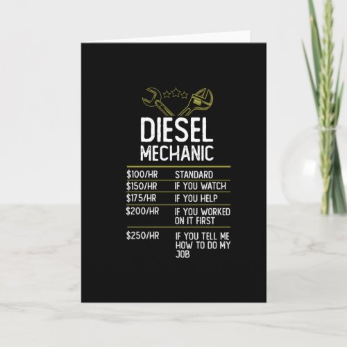 Diesel Mechanic Craftsman Gift Present Idea Card