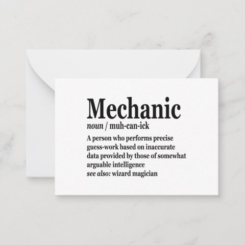 Diesel Mechanic Definition Funny Repairman Father  Note Card