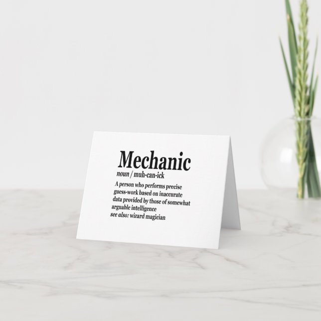 Diesel Mechanic Definition Funny Repairman Father  Thank You Card (Front)